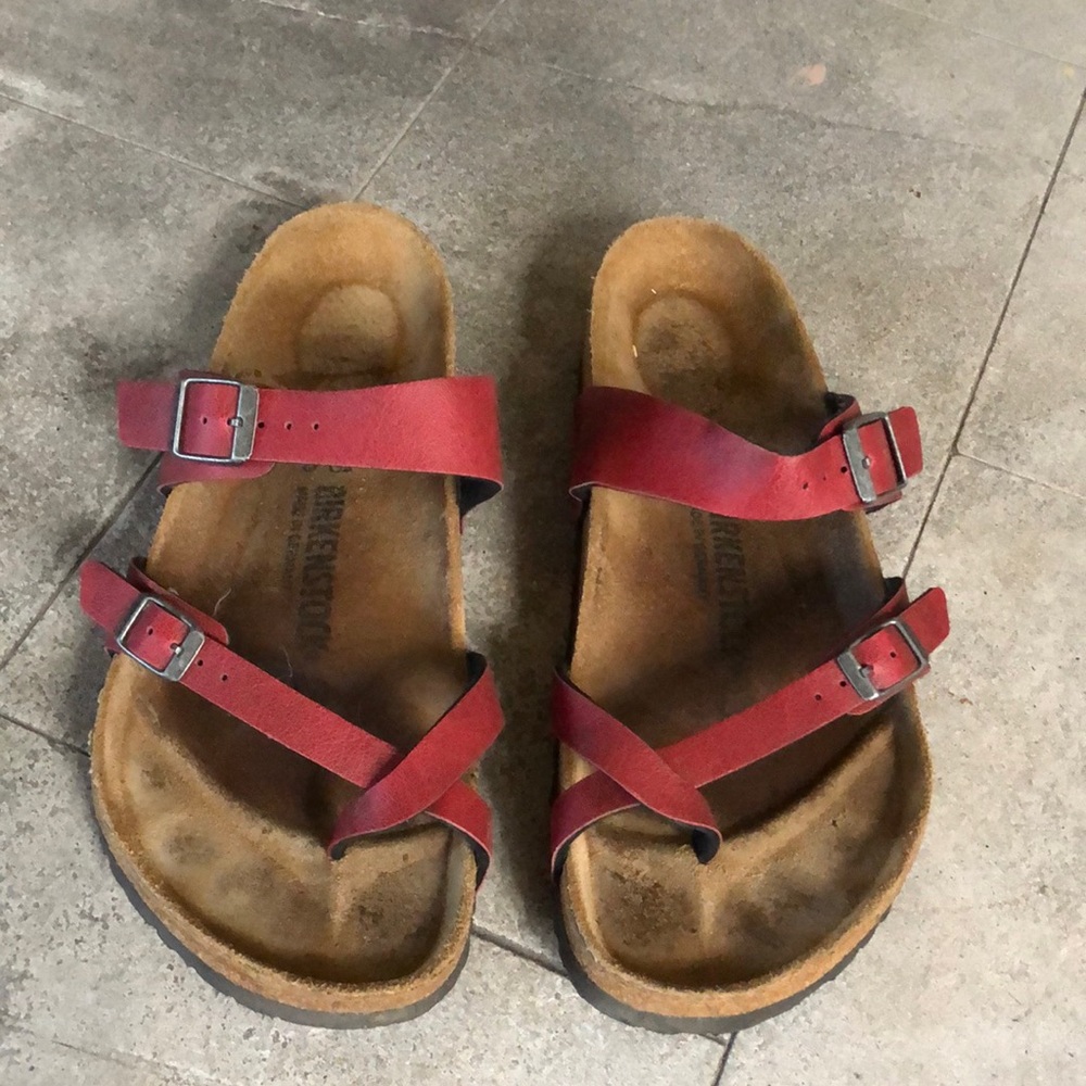 Red Mayari Birkenstocks, size 41